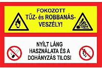 Tűz- és robbanásveszély tábla, utánvilágító TB-02703